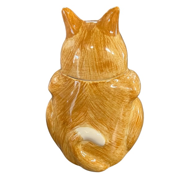 N. S. Gustin Co. Hand Decorated Tabby Cat Cookie Jar Hand Decorated Made U.S.A. - Picture 6 of 12